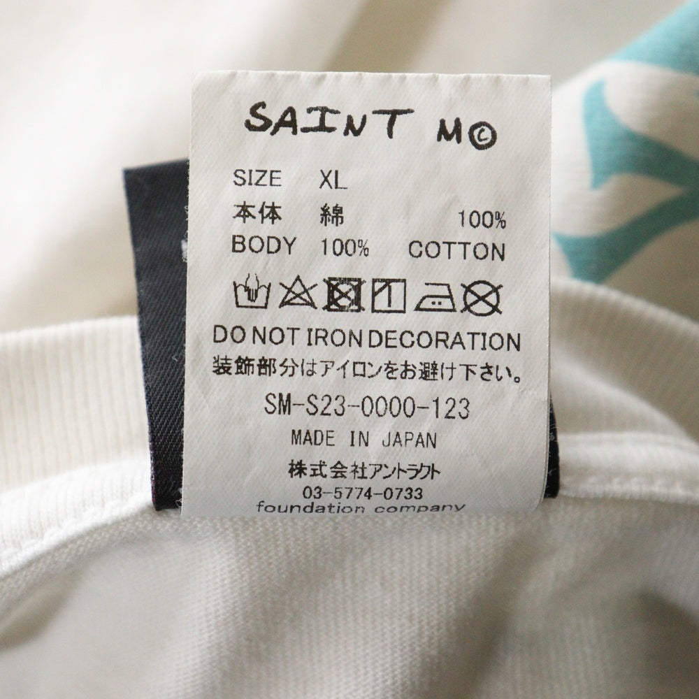 SAINT MICHAEL(セントマイケル) 23SS アリス・イン・ワンダーランドプリント 半袖Tシャツ カットソー ホワイト SM-S23-0000-123