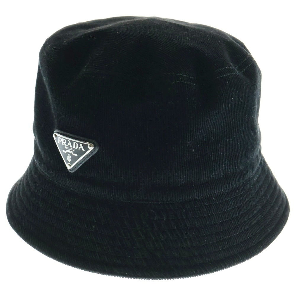PRADA(プラダ) 三角ロゴプレート ロゴ バケットハット 帽子 ブラック 2HC137 1HJC