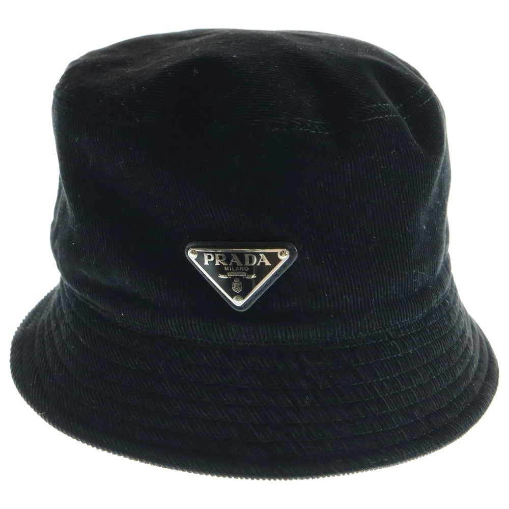PRADA(プラダ) 三角ロゴプレート ロゴ バケットハット 帽子 ブラック 2HC137 1HJC