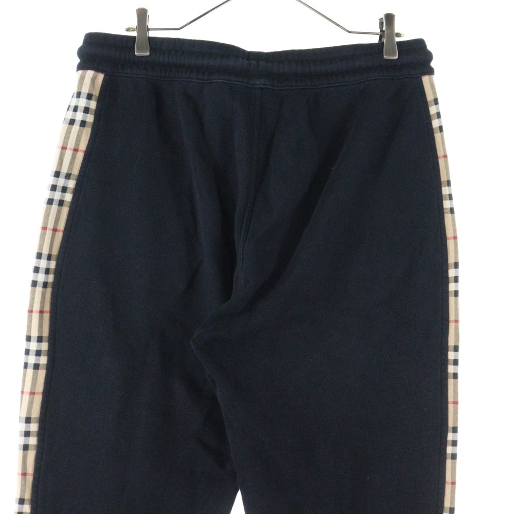 BURBERRY(バーバリー) サイドチェックラインスウェットロングパンツ ブラック 8026273