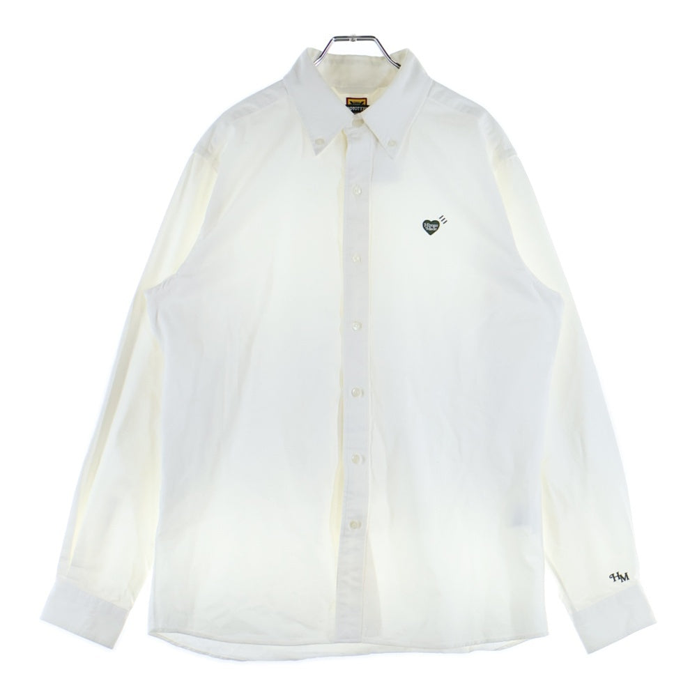HUMAN MADE(ヒューマンメイド) 24SS PROTOTYPE TWILL BD SHIRT ハートロゴ プロトタイプ ツイル ボタンダウン 長袖シャツ ホワイト