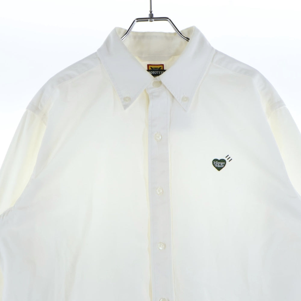 HUMAN MADE(ヒューマンメイド) 24SS PROTOTYPE TWILL BD SHIRT ハートロゴ プロトタイプ ツイル ボタンダウン 長袖シャツ ホワイト