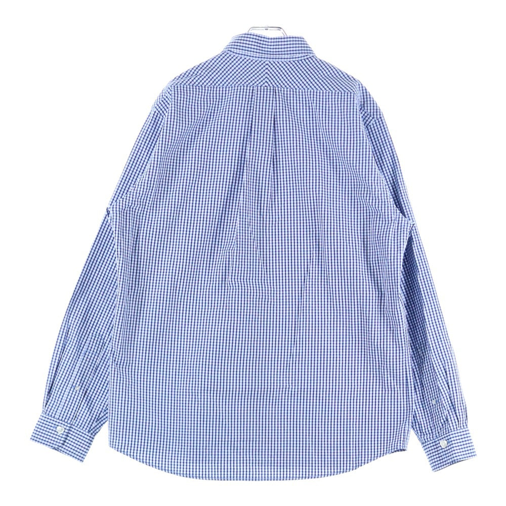 HUMAN MADE(ヒューマンメイド) CHECK BD SHIRT ワッペン ロゴ チェック 長袖 シャツ ブルー HM29SH012