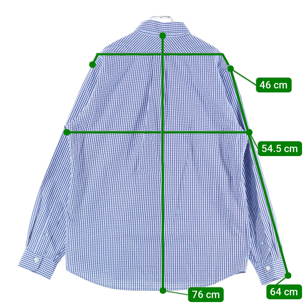 HUMAN MADE(ヒューマンメイド) CHECK BD SHIRT ワッペン ロゴ チェック 長袖 シャツ ブルー HM29SH012