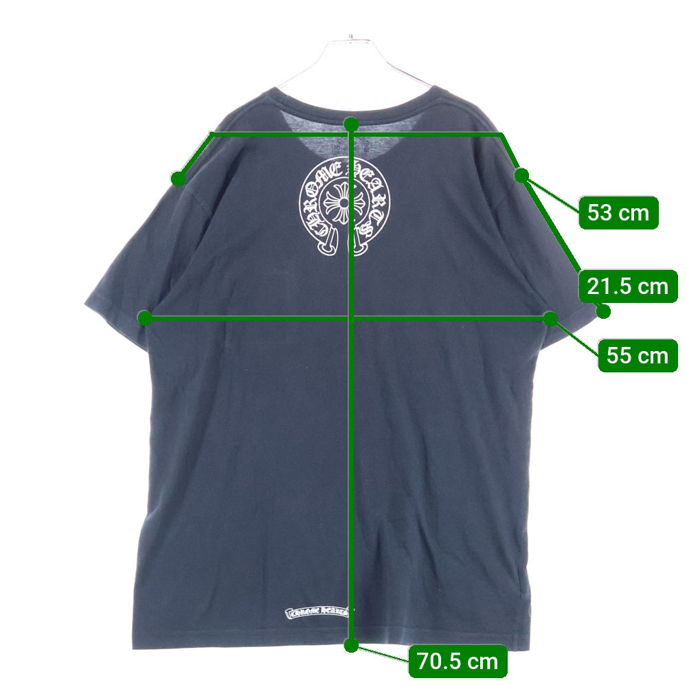 CHROME HEARTS(クロムハーツ) NECK LOGO TEE ネックロゴ バックプリント ホースシュー 半袖Tシャツカットソー ブラック
