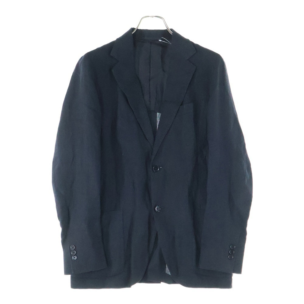【美品】ユナイテッドアローズ リネン 黒 テーラードジャケット 46サイズ UNITED ARROWS(ユナイテッドアローズ) リネンテーラードジャケット