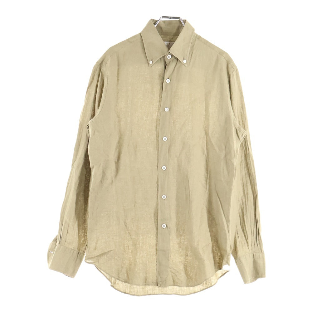 TOMORROWLAND PILGRIM(トゥモローランド ピルグリム) アイリッシュリネン ボタンダウン長袖シャツ ベージュ 61-01-32-01402