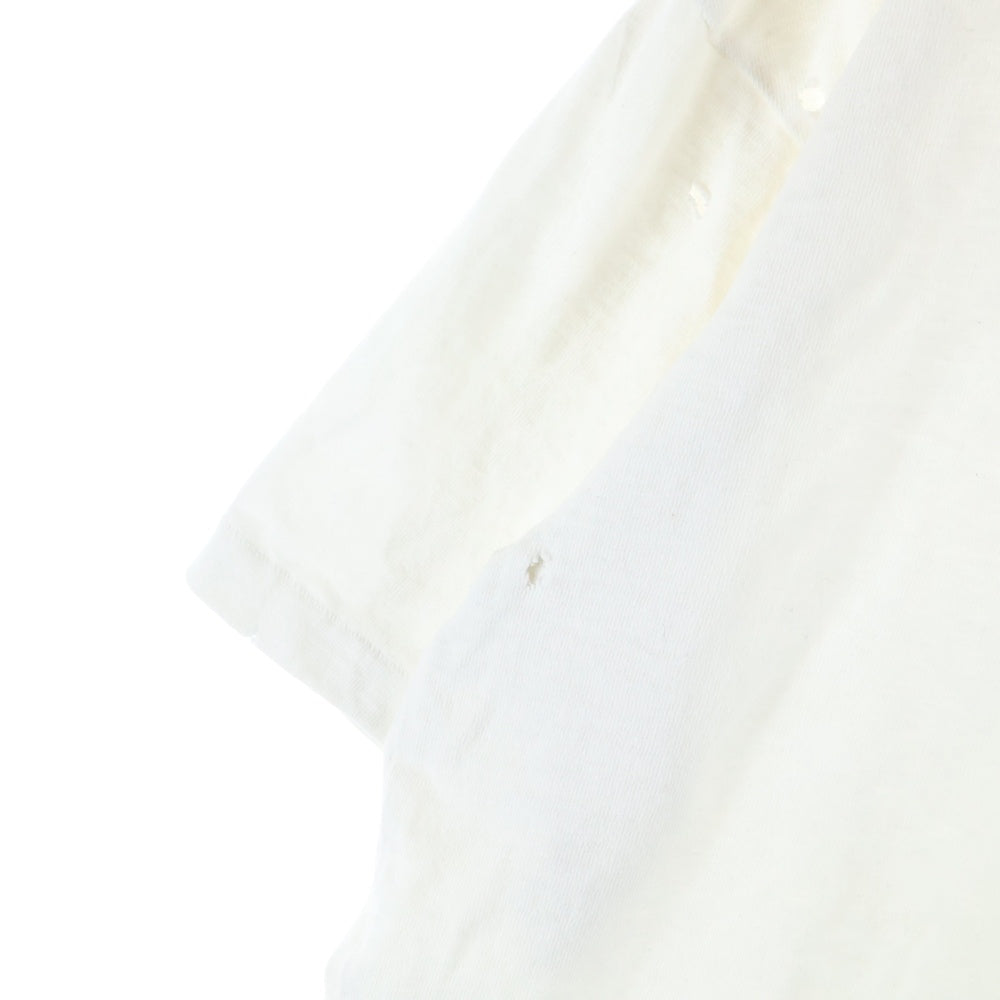 DIOR(ディオール) 23AW ダメージ加工 バックプリントロゴ コットン半袖Tシャツカットソー ホワイト 343J636A0849