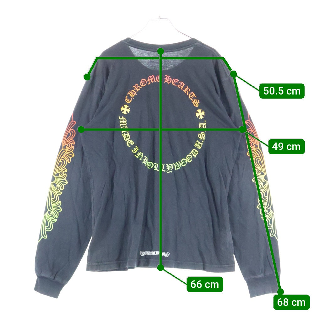 CHROME HEARTS(クロムハーツ) Back Grad Circle Logo L/S Tee グラデーション サークルロゴ フローラル ロングスリーブTシャツ 長袖カットソー ブラック