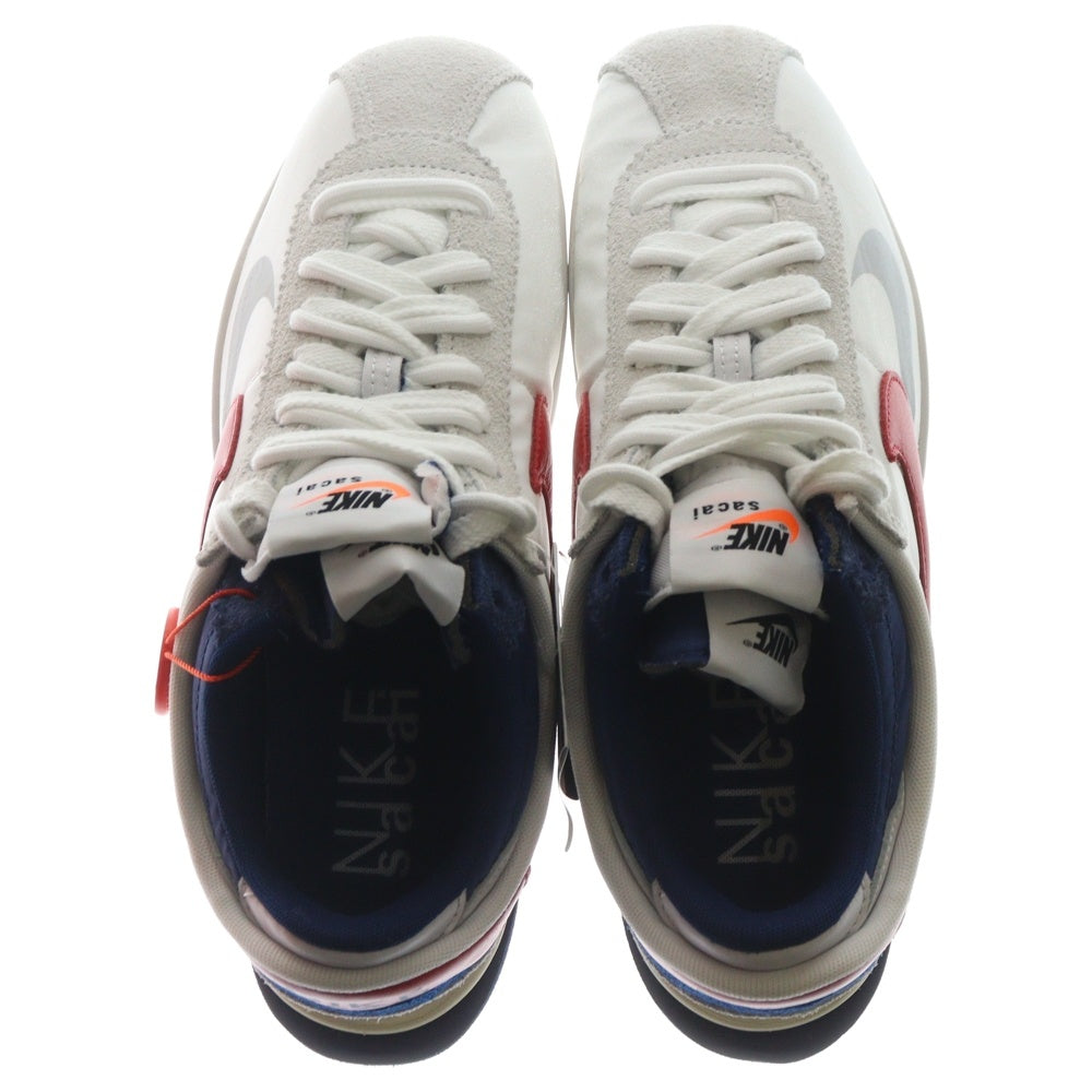 NIKE(ナイキ) ×sacai ZOOM CORTEZ WHITE AND UNIVERSITY RED DQ0581-100 サカイ ズーム コルテッツ ローカットスニーカー ホワイト/レッド/ブルー US9/27cm