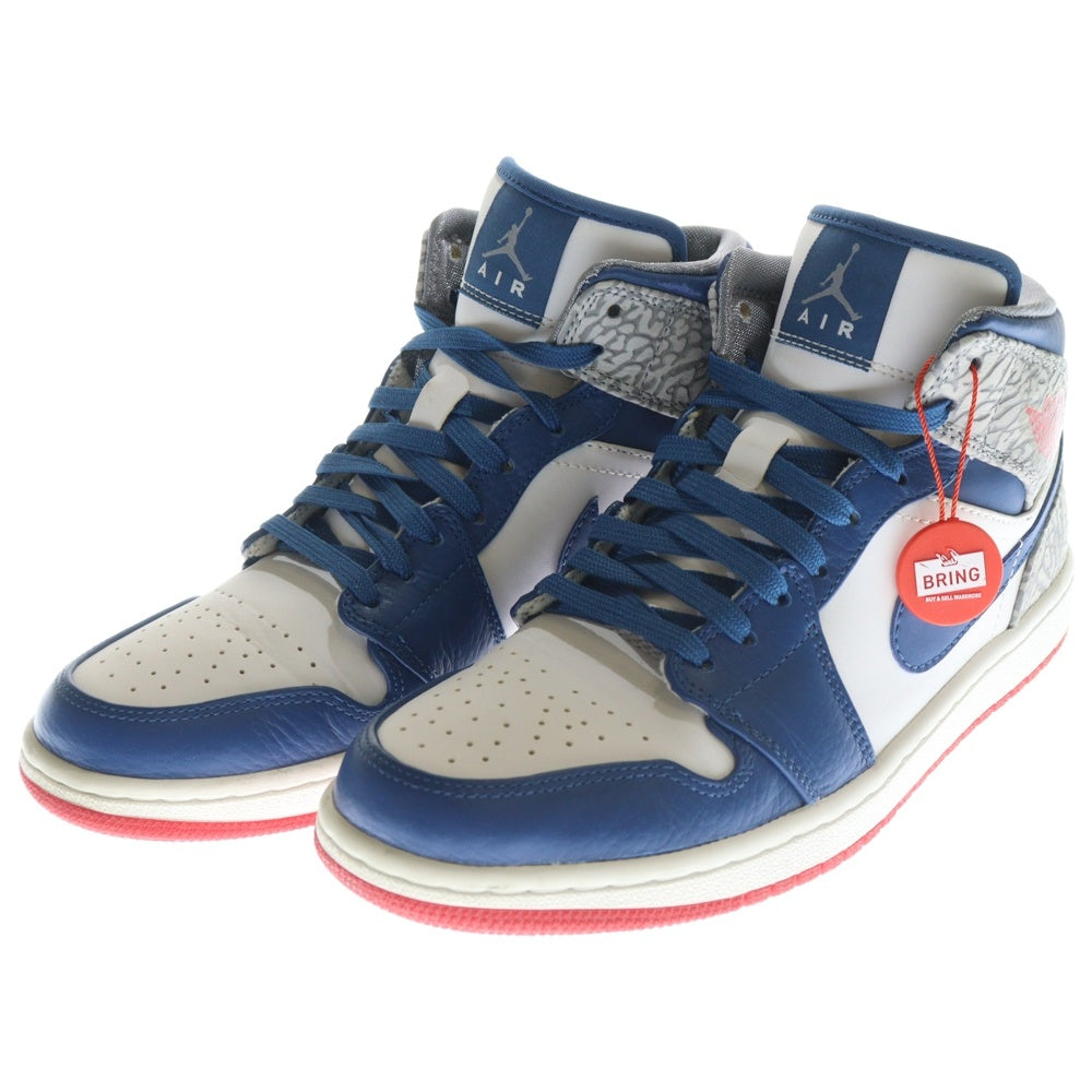 NIKE(ナイキ) AIR JORDAN 1 MID TRUE BLUE 554724-107 エアジョーダン 1 トゥルーブルー ミッドカットスニーカー ホワイト/ブルー US8/26cm