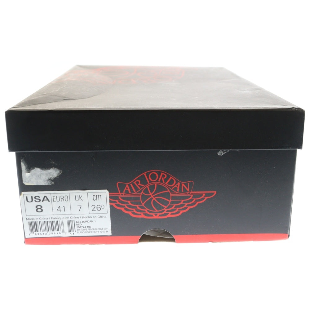 NIKE(ナイキ) AIR JORDAN 1 MID TRUE BLUE 554724-107 エアジョーダン 1 トゥルーブルー ミッドカットスニーカー ホワイト/ブルー US8/26cm