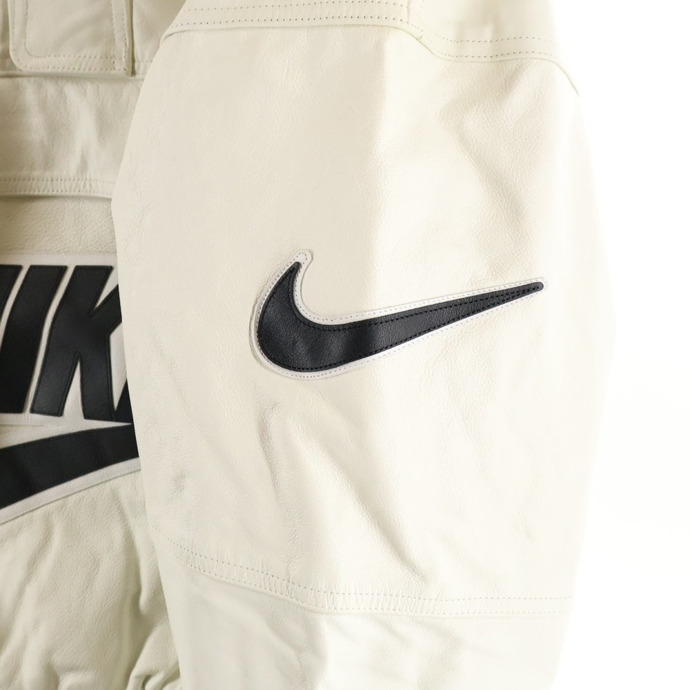 SUPREME(シュプリーム) 19AW ×NIKE Leather Anorak Bomber Jacket ナイキ レザー アノラック ボンバージャケット ホワイト CK6218-010