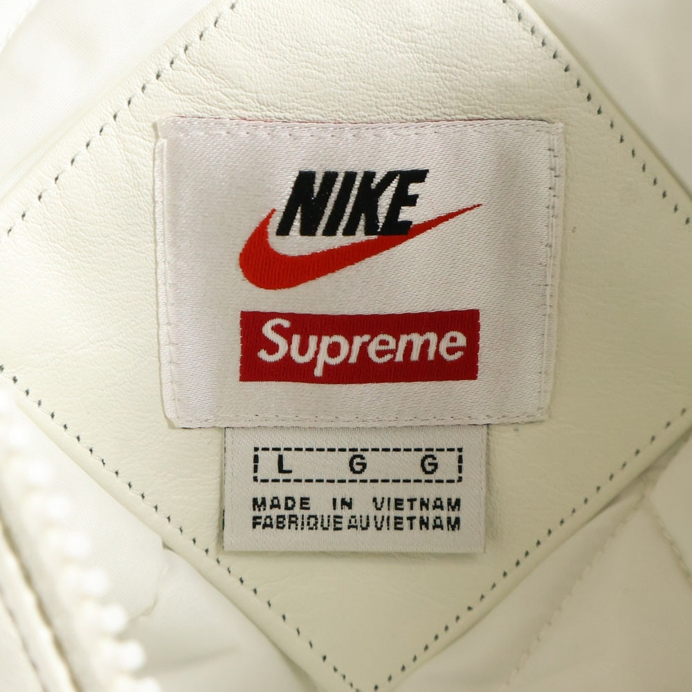SUPREME(シュプリーム) 19AW ×NIKE Leather Anorak Bomber Jacket ナイキ レザー アノラック ボンバージャケット ホワイト CK6218-010