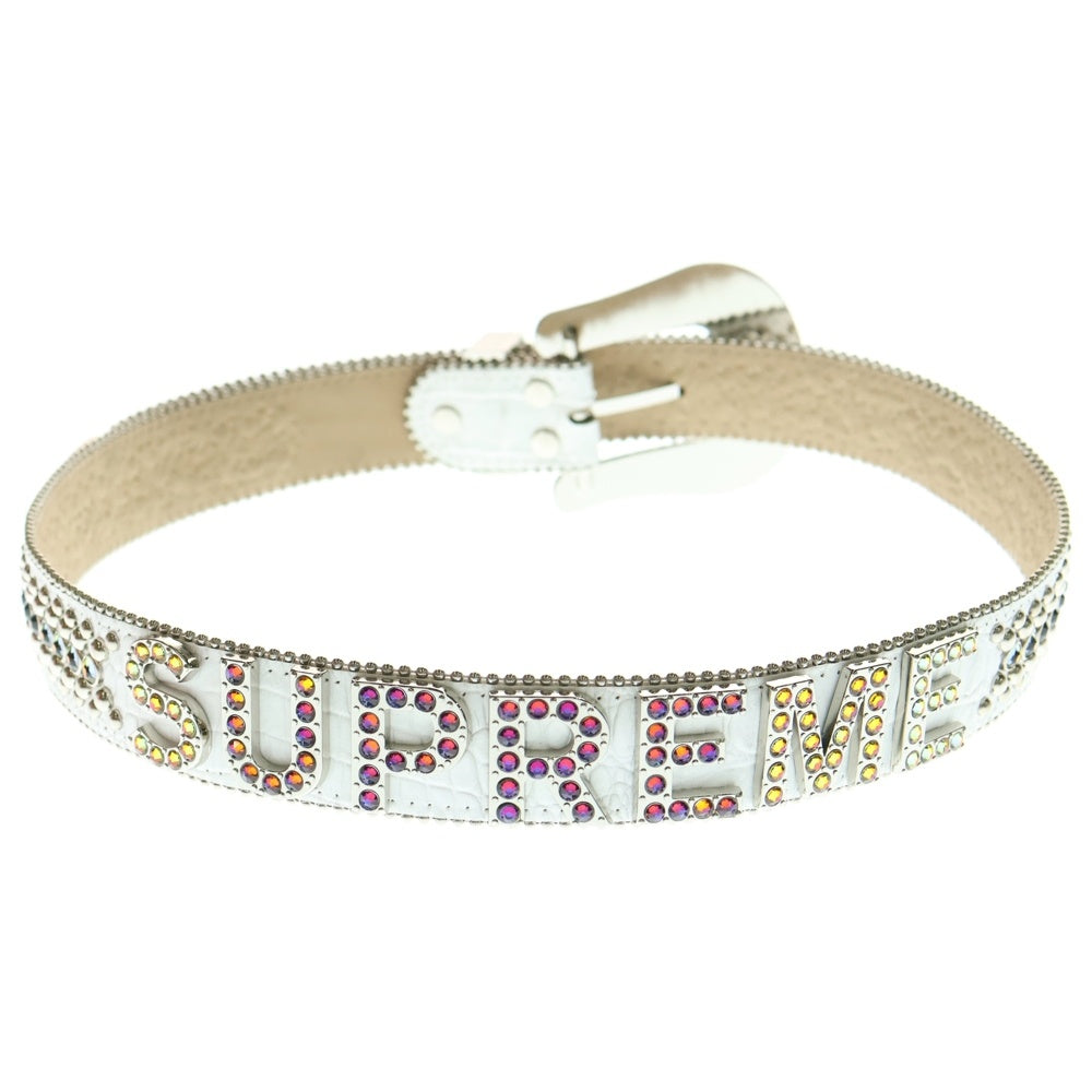 SUPREME(シュプリーム) 20SS B.B Simon Belt ラインストーン装飾 レザーベルト ホワイト