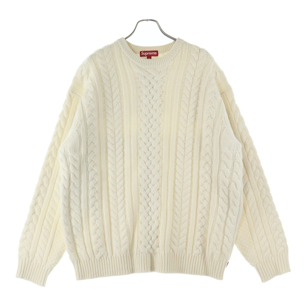 SUPREME(シュプリーム) 23AW Applique Cable Knit Sweater アップリケ ケーブル ニット クルーネックセーター ホワイト