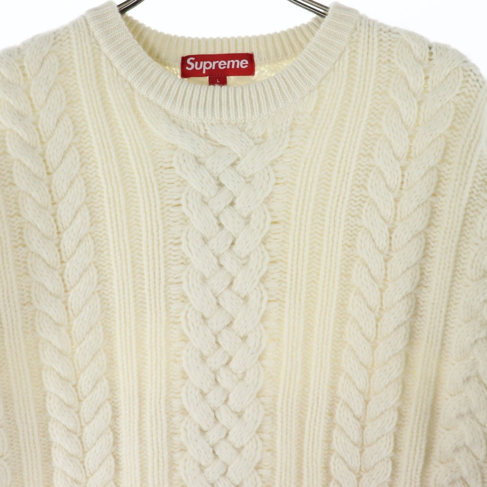 SUPREME(シュプリーム) 23AW Applique Cable Knit Sweater アップリケ ケーブル ニット クルーネックセーター ホワイト