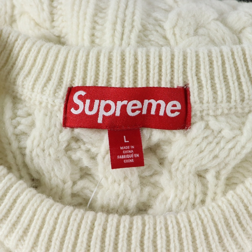 SUPREME(シュプリーム) 23AW Applique Cable Knit Sweater アップリケ ケーブル ニット クルーネックセーター ホワイト