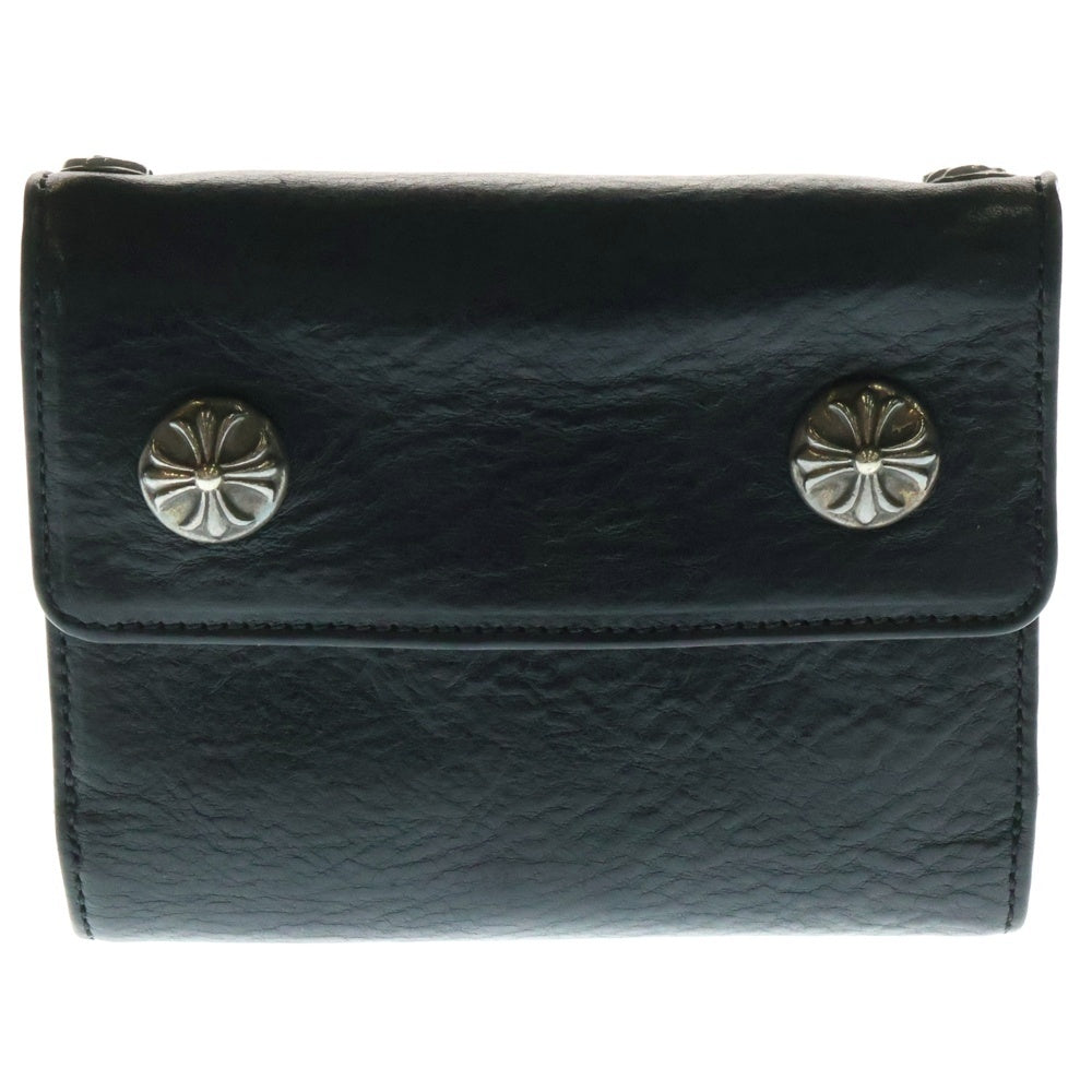 CHROME HEARTS(クロムハーツ) Big Spoon Wallet ビッグスプーンレザーウォレット 2つ折り財布 コンパクトウォレット ブラック