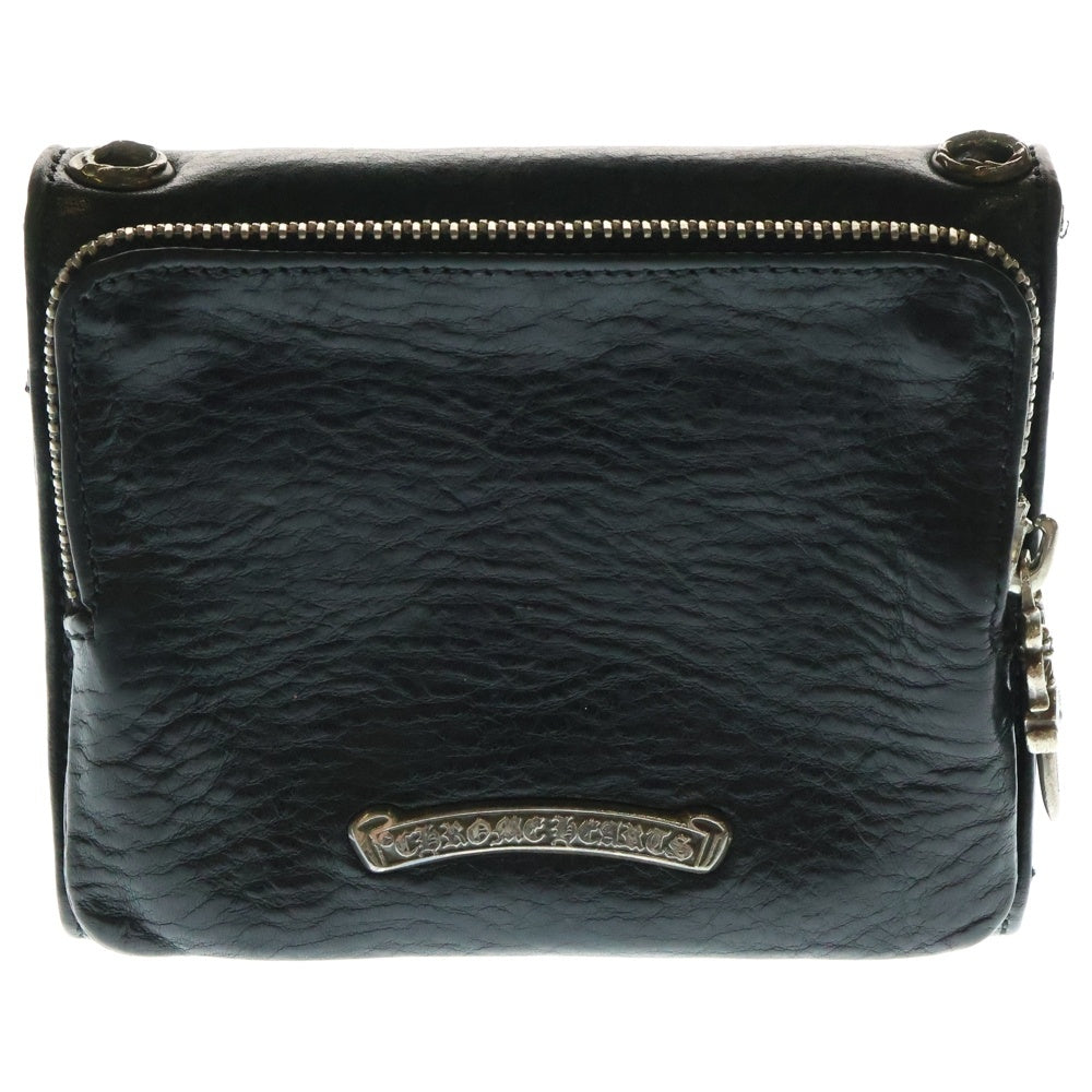 CHROME HEARTS(クロムハーツ) Big Spoon Wallet ビッグスプーンレザーウォレット 2つ折り財布 コンパクトウォレット ブラック