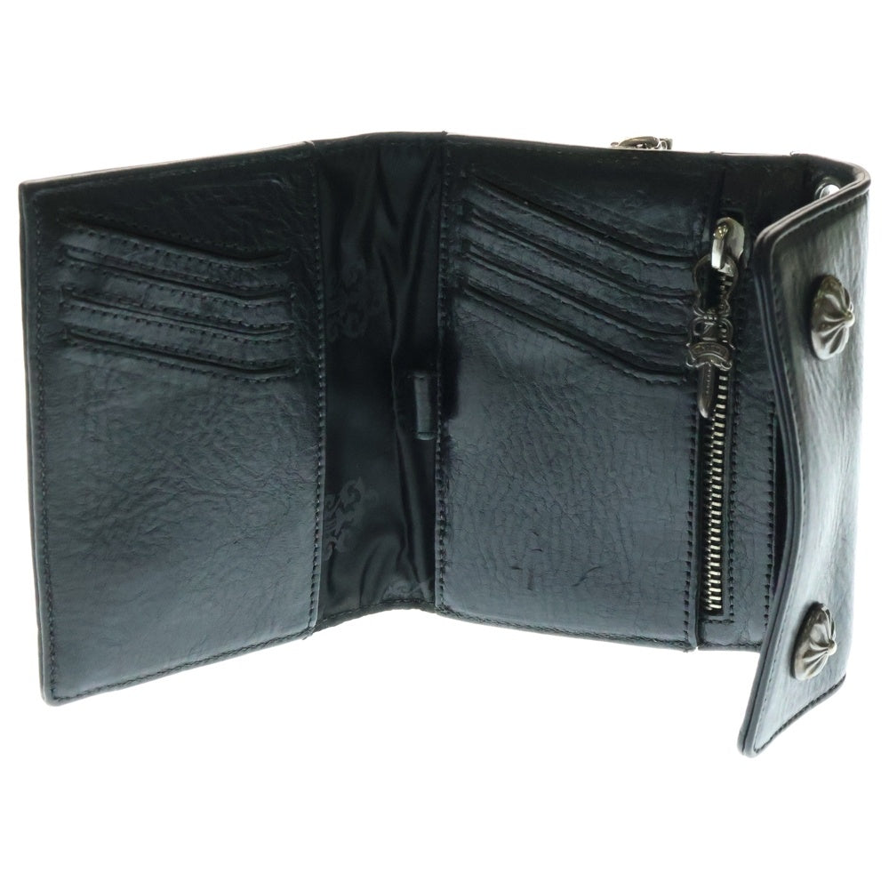 CHROME HEARTS(クロムハーツ) Big Spoon Wallet ビッグスプーンレザーウォレット 2つ折り財布 コンパクトウォレット ブラック