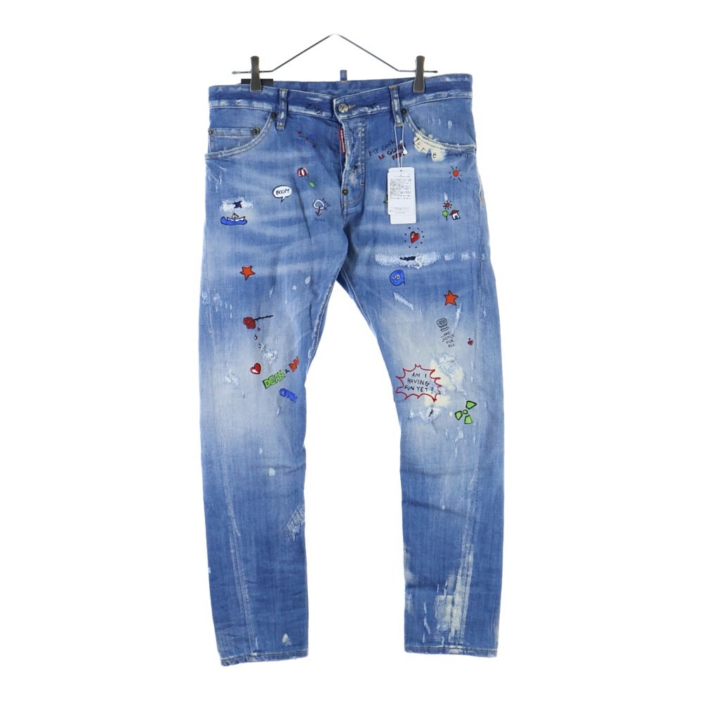 DSQUARED2(ディースクエアード) 18SS SEXY TWIST JEAN セクシーツイストジーン プリント デニムパンツ インディゴ S74LB0317
