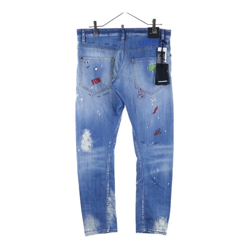 DSQUARED2(ディースクエアード) 18SS SEXY TWIST JEAN セクシーツイストジーン プリント デニムパンツ インディゴ S74LB0317