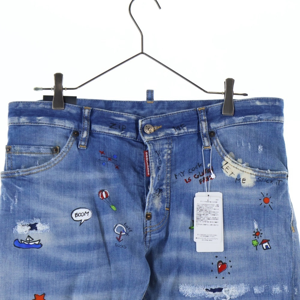 DSQUARED2(ディースクエアード) 18SS SEXY TWIST JEAN セクシーツイストジーン プリント デニムパンツ インディゴ S74LB0317