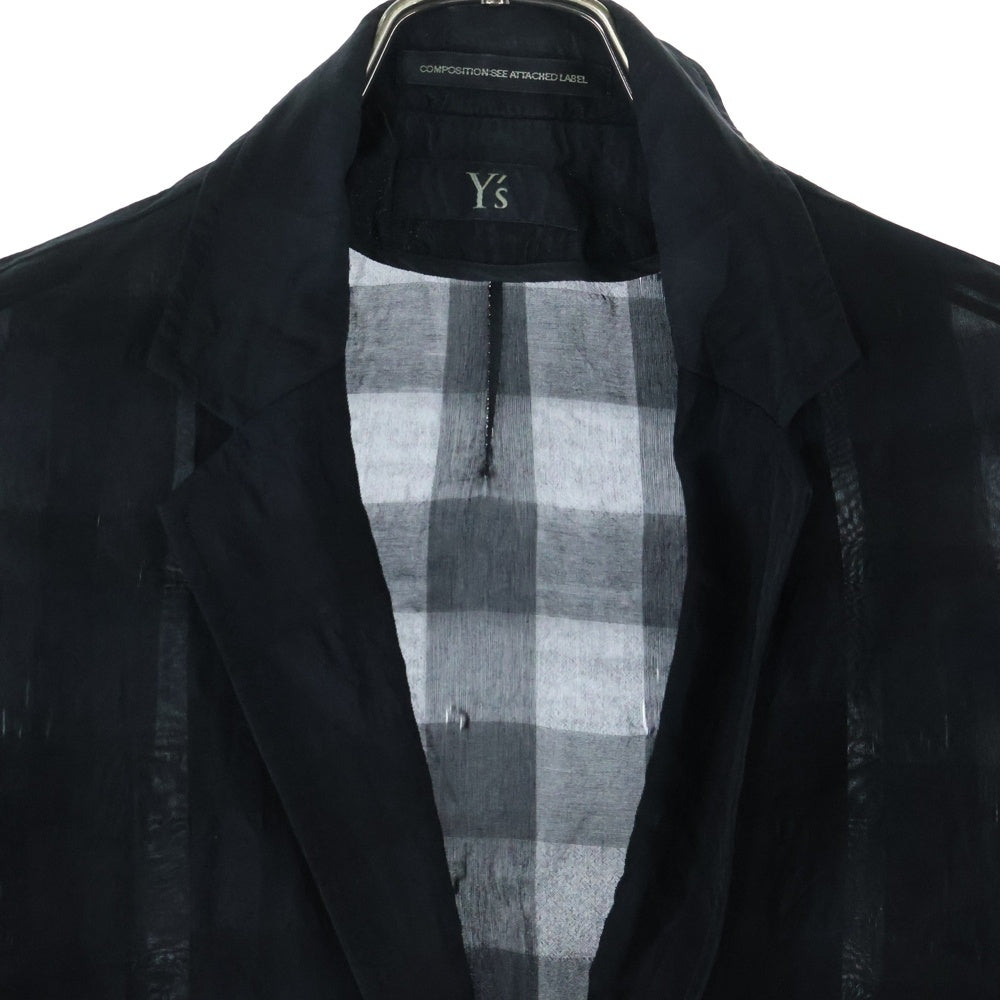 Y's(ワイズ) チェック柄シアージャケット ブラック レディース YL-J28-218