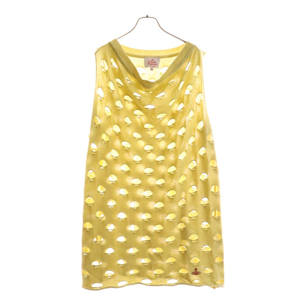Vivienne Westwood Red Label(ヴィヴィアンウエストウッドレッドレーベル) ビッグホールニット ノースリーブワンピース イエロー レディース 16-12-151021