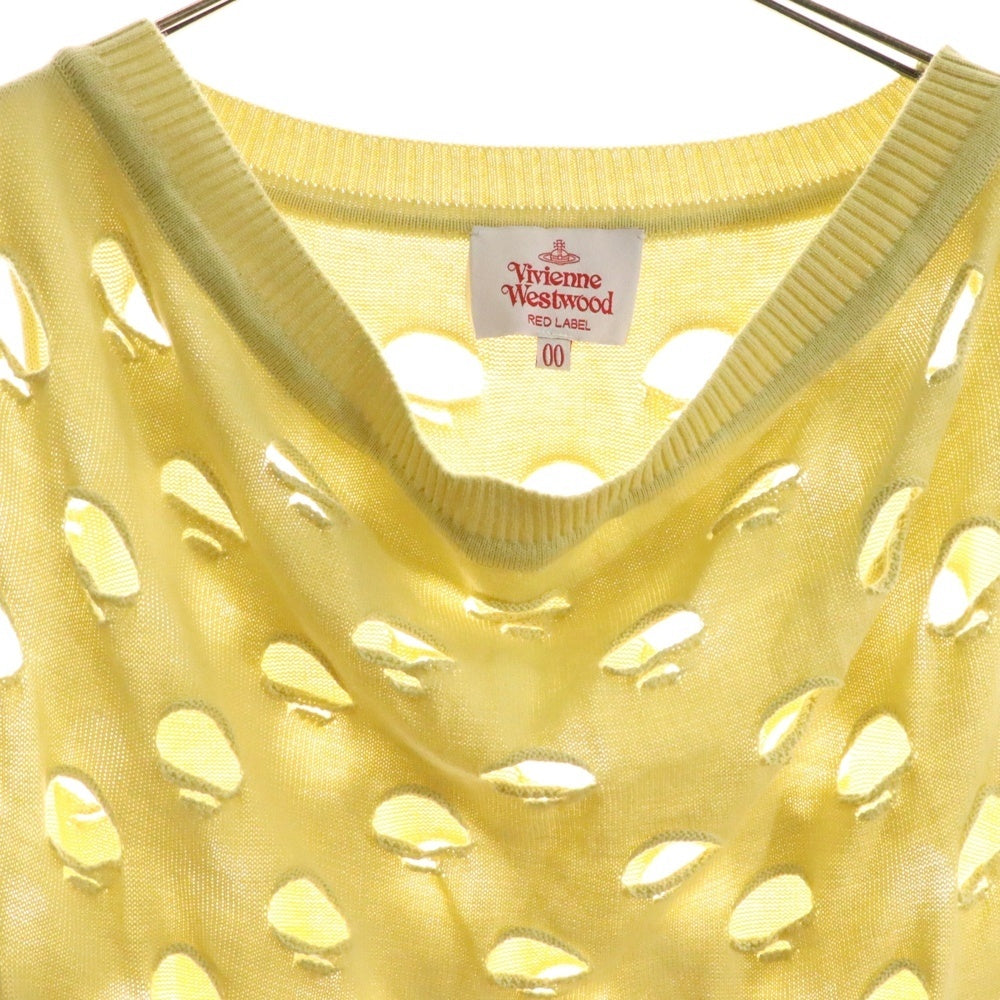 Vivienne Westwood Red Label(ヴィヴィアンウエストウッドレッドレーベル) ビッグホールニット ノースリーブワンピース イエロー レディース 16-12-151021