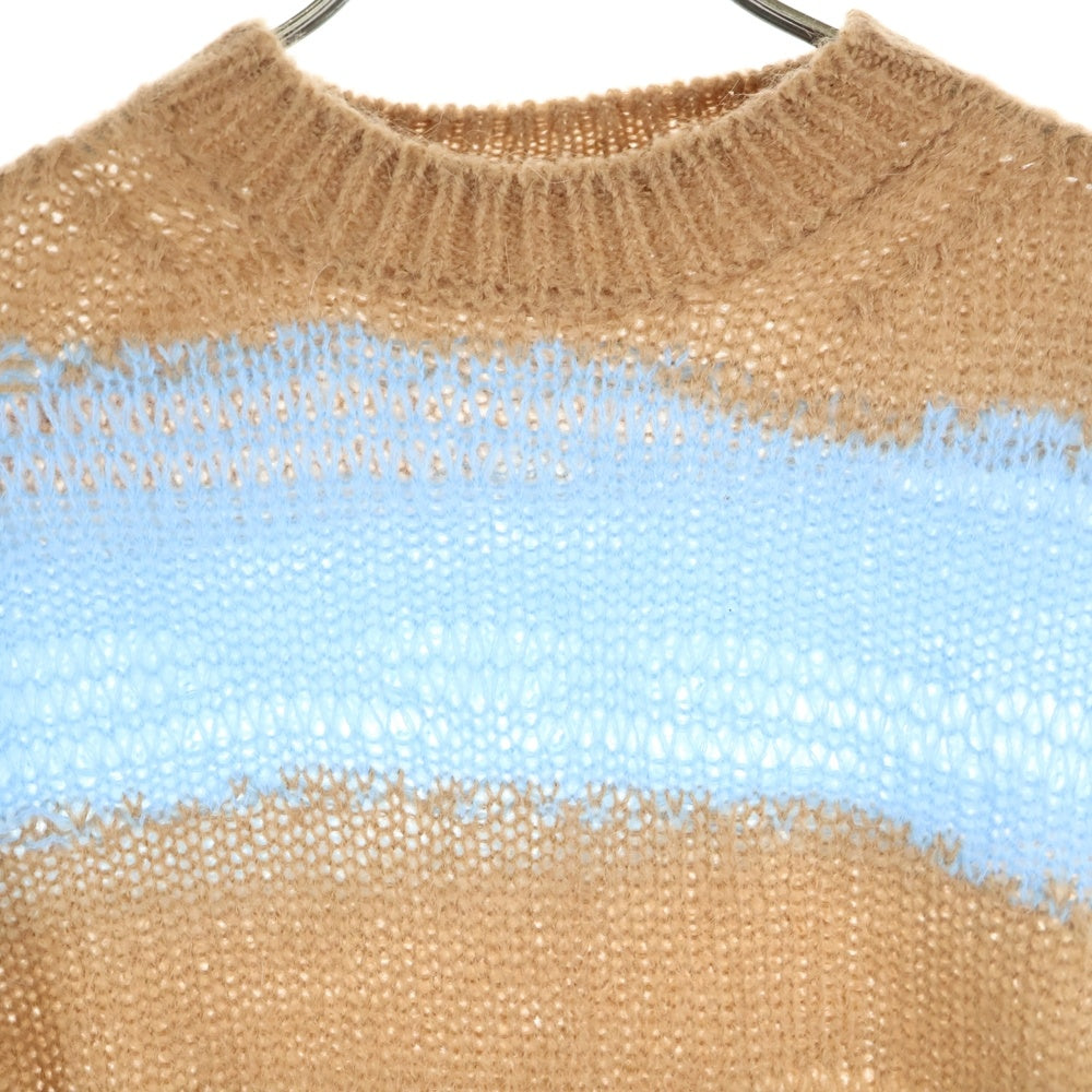 Acne Studios(アクネ ストゥディオズ) 21AW DAMAGE BORDER CREWNECK ボーダー ダメージ加工ニット ベージュ/ブルー FN-WN-KNIT000347