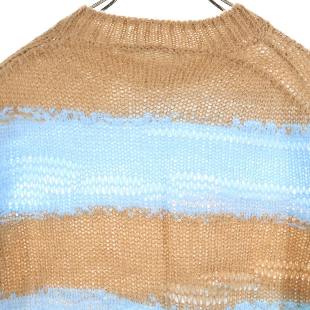 Acne Studios(アクネ ストゥディオズ) 21AW DAMAGE BORDER CREWNECK ボーダー ダメージ加工ニット ベージュ/ブルー FN-WN-KNIT000347