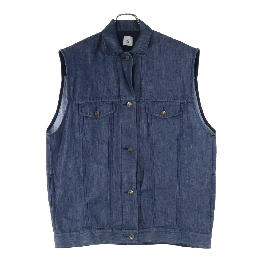 NO BRAND(ノーブランド) 6 ROKU ASA DENIM MOTIF VEST デニム ノースリーブベスト インディゴ 8625-243-0309