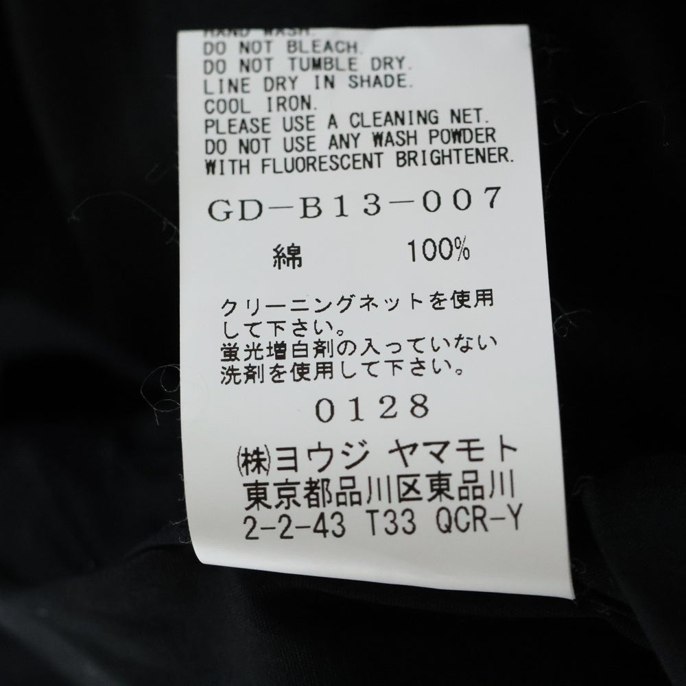 Ground Y(グラウンドワイ) ブロード 長袖チャイナシャツ ブラック GD-B13-007