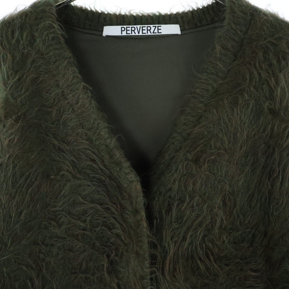 PERVERZE(パーバーズ) Wave Crash Knit Midi Cardigan クラッシュニットカーディガン カーキ レディース 0121030516