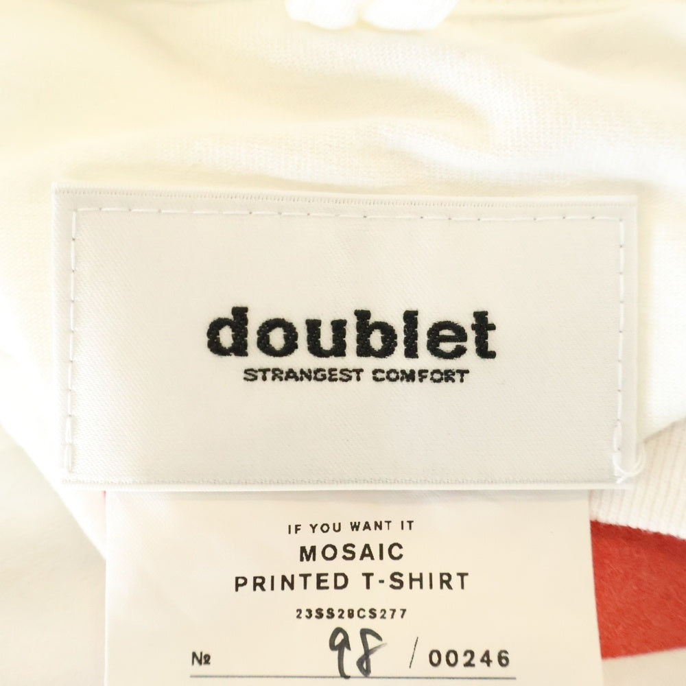 doublet(ダブレット) MOSAIC PRINTED T-SHIRT モザイクデザイン プリント半袖Tシャツ カットソー ホワイト 23SS28CS277