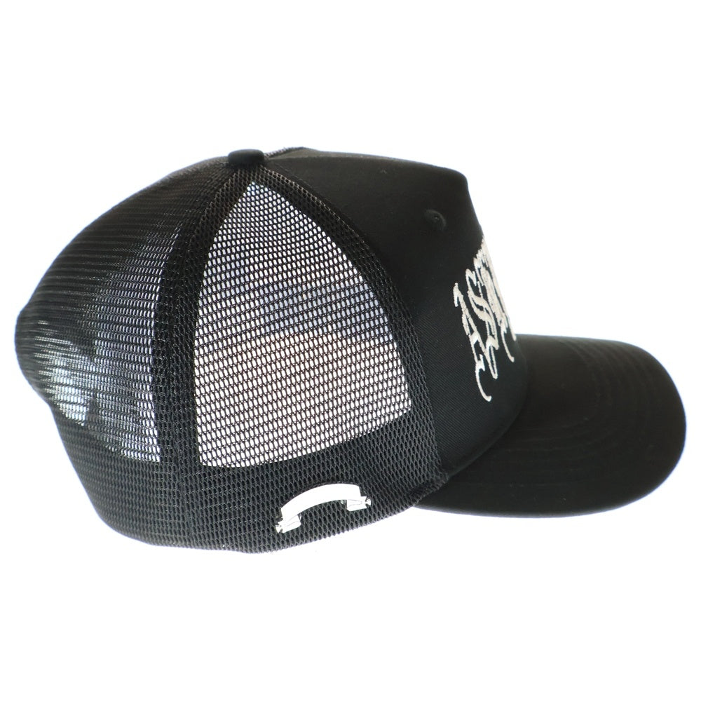 ASKYURSELF(アスクユアセルフ) GOTH TRUCKER ブランド刺繍ロゴ トラッカー キャップ ブラック