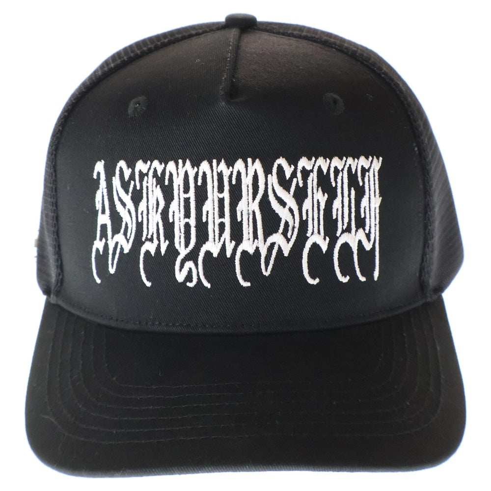 ASKYURSELF(アスクユアセルフ) GOTH TRUCKER ブランド刺繍ロゴ トラッカー キャップ ブラック