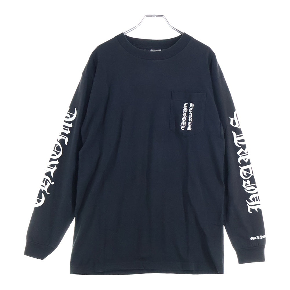 CHROME HEARTS(クロムハーツ) OLD スクロールラベル 袖ロゴ ロングスリーブ 長袖Tシャツ ブラック/ホワイト