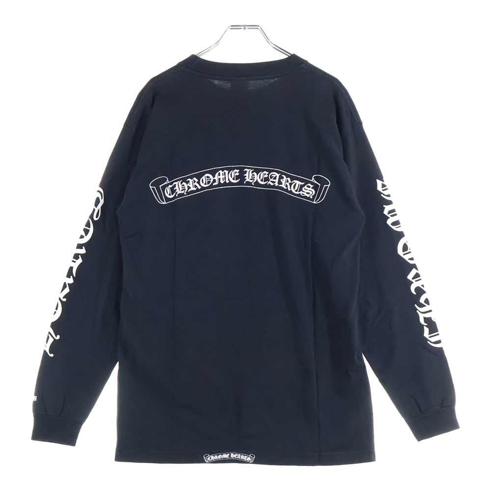 CHROME HEARTS(クロムハーツ) OLD スクロールラベル 袖ロゴ ロングスリーブ 長袖Tシャツ ブラック/ホワイト