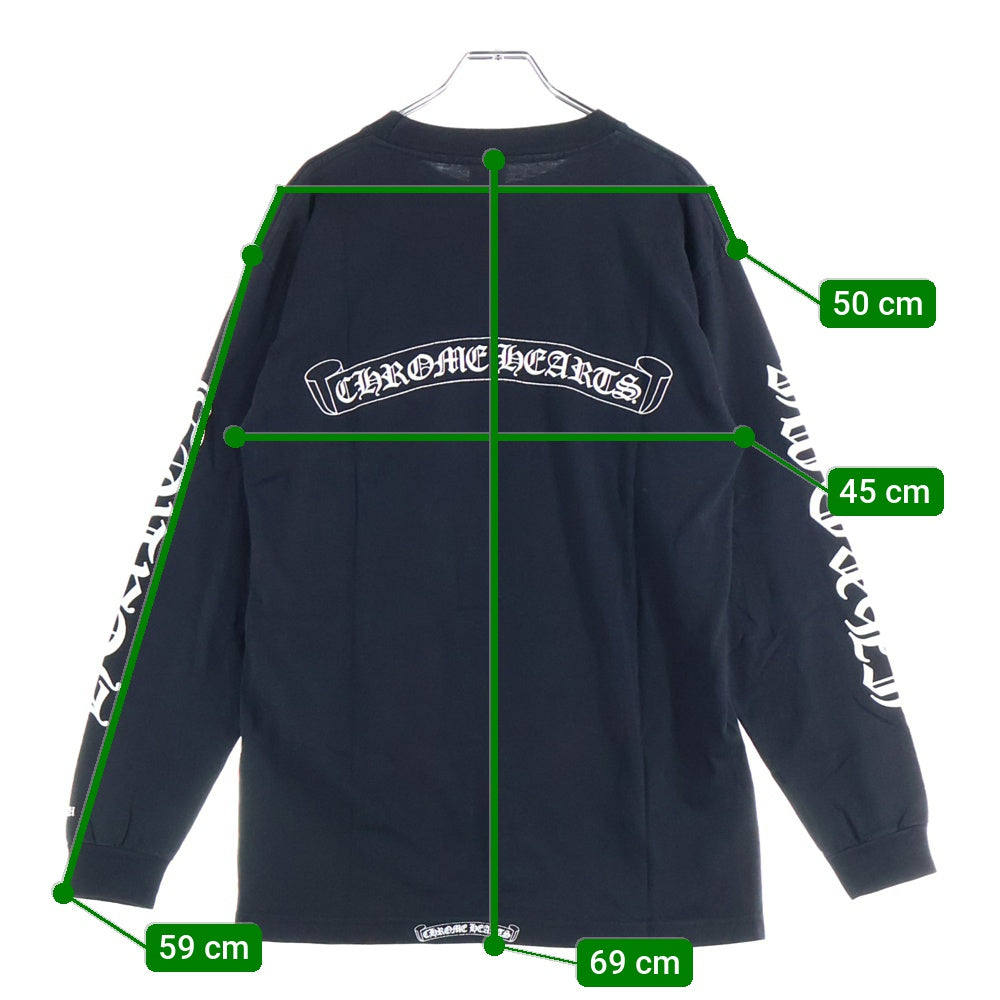 CHROME HEARTS(クロムハーツ) OLD スクロールラベル 袖ロゴ ロングスリーブ 長袖Tシャツ ブラック/ホワイト