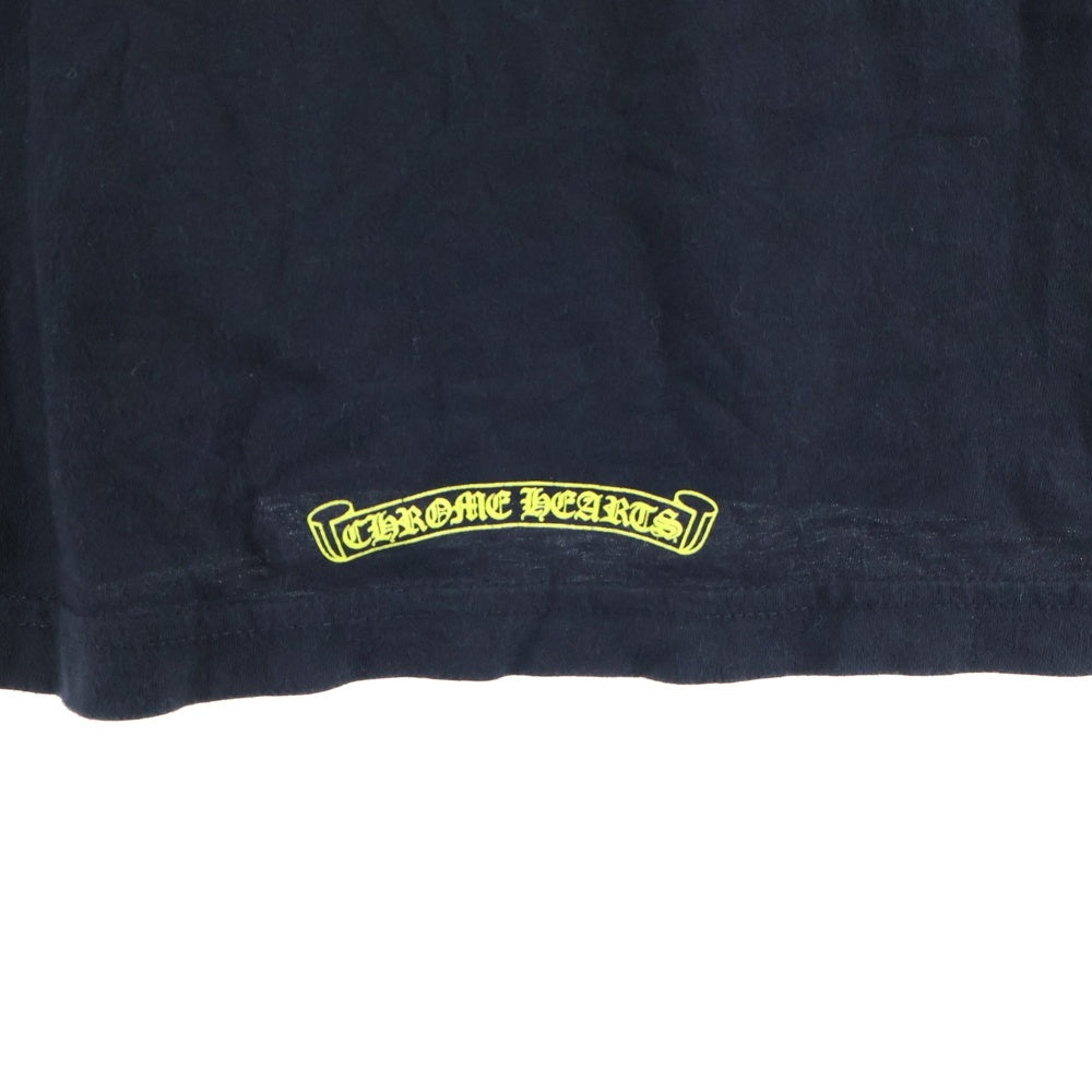 CHROME HEARTS(クロムハーツ) CH PLUS フロントCHプラスプリント 袖フローラルクロスプリント クルーネック ロングスリーブ長袖Tシャツ ブラック/イエロー