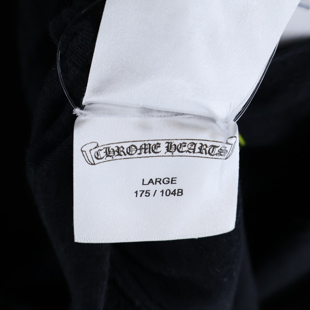CHROME HEARTS(クロムハーツ) CH PLUS フロントCHプラスプリント 袖フローラルクロスプリント クルーネック ロングスリーブ長袖Tシャツ ブラック/イエロー