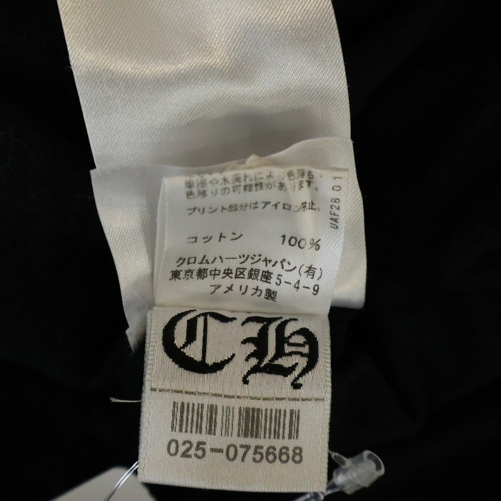 CHROME HEARTS(クロムハーツ) CH PLUS フロントCHプラスプリント 袖フローラルクロスプリント クルーネック ロングスリーブ長袖Tシャツ ブラック/イエロー