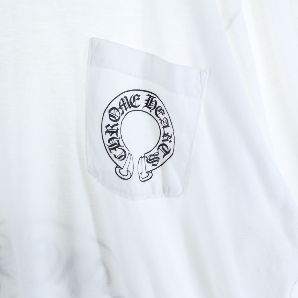 CHROME HEARTS(クロムハーツ) Back Horseshoe L/S バックホースシュー 袖フローラルプリント ロングスリーブカットソー 長袖Tシャツ ホワイト