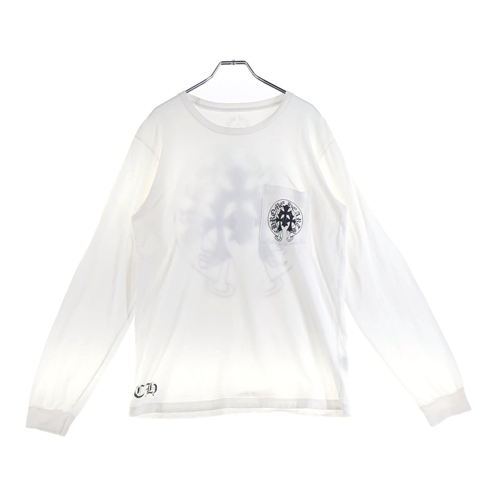 CHROME HEARTS(クロムハーツ) Horseshoe L/S Tee 3クロスホースシューロングスリーブTシャツ 長袖カットソー ロンT 長袖Tシャツ ホワイト