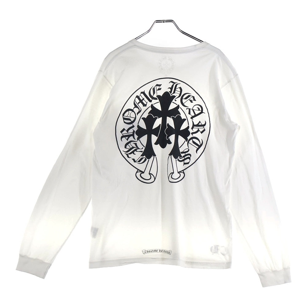 CHROME HEARTS(クロムハーツ) Horseshoe L/S Tee 3クロスホースシューロングスリーブTシャツ 長袖カットソー ロンT 長袖Tシャツ ホワイト