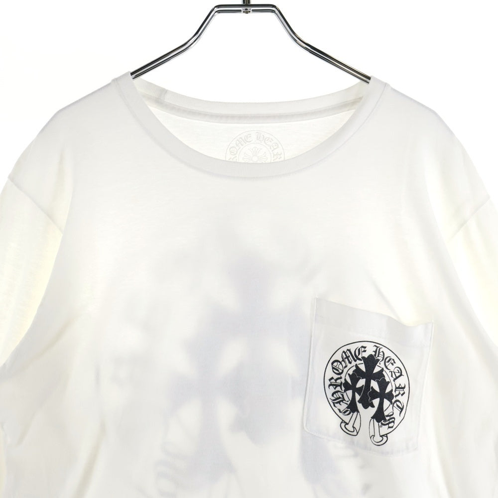 CHROME HEARTS(クロムハーツ) Horseshoe L/S Tee 3クロスホースシューロングスリーブTシャツ 長袖カットソー ロンT 長袖Tシャツ ホワイト
