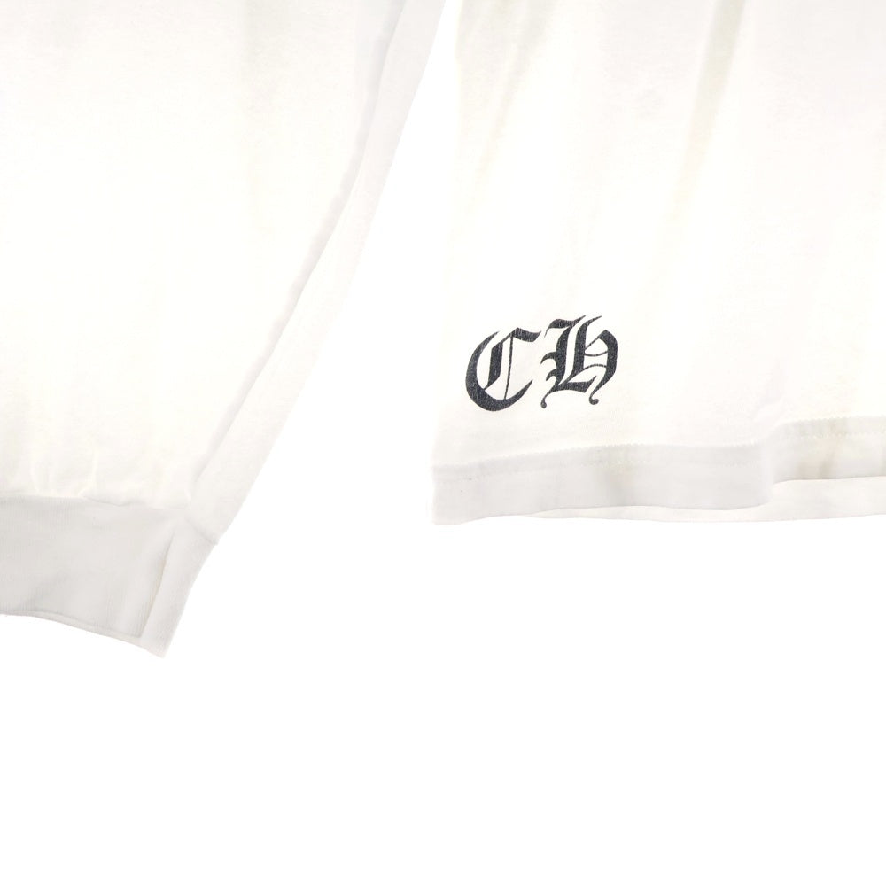 CHROME HEARTS(クロムハーツ) Horseshoe L/S Tee 3クロスホースシューロングスリーブTシャツ 長袖カットソー ロンT 長袖Tシャツ ホワイト